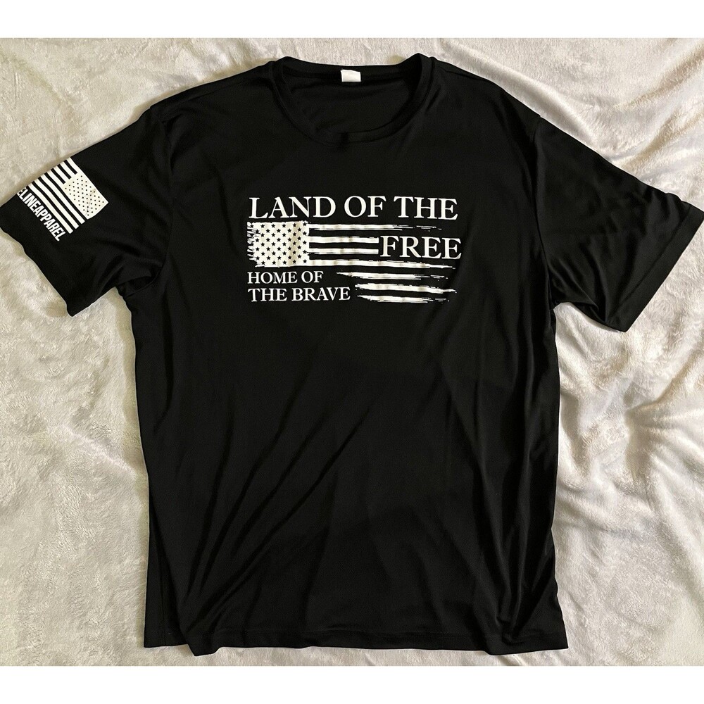 Nine Line Apparel Shirt Men 2X Black Land Of The Free Patriotic Flag Graphic Tee